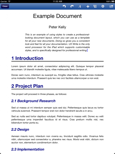 Example document created from a template