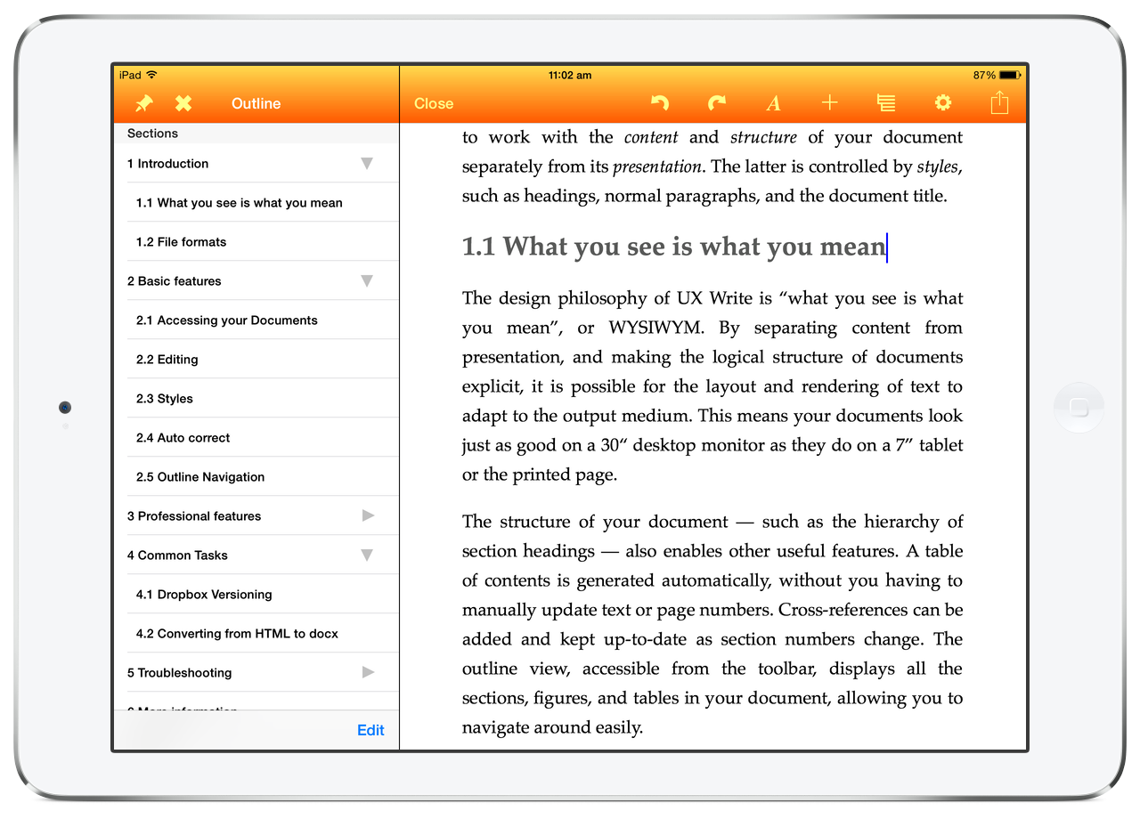 UX Write | The most powerful iPad word processor